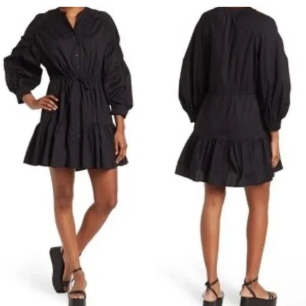 Astr Black Bishop Sleeve Dress Size Small